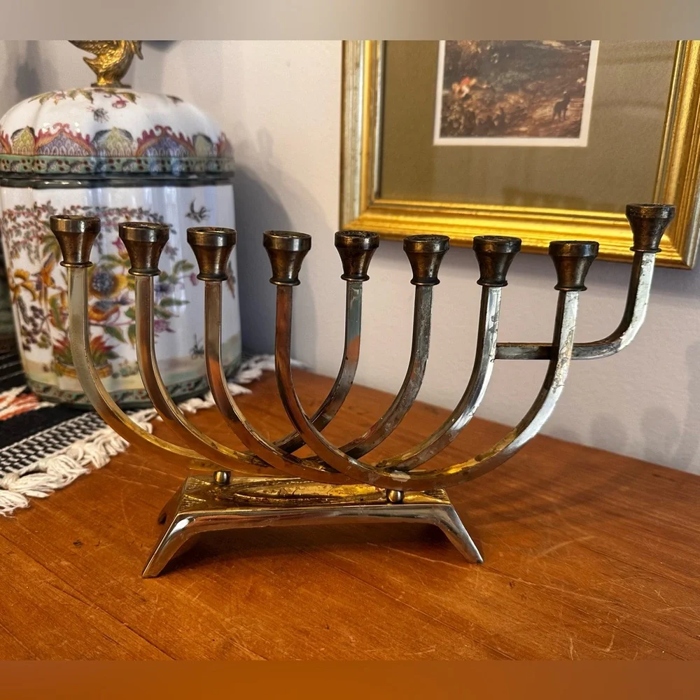 Vintage Wainberg 1970s Solid Brass 9 arm Menorah
